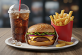 meal deal pack - Burger, Fries and Fizzy drink - see image